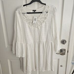 Torrid White Crochet Babydoll Top – Size 3X (22/24) – NWT
